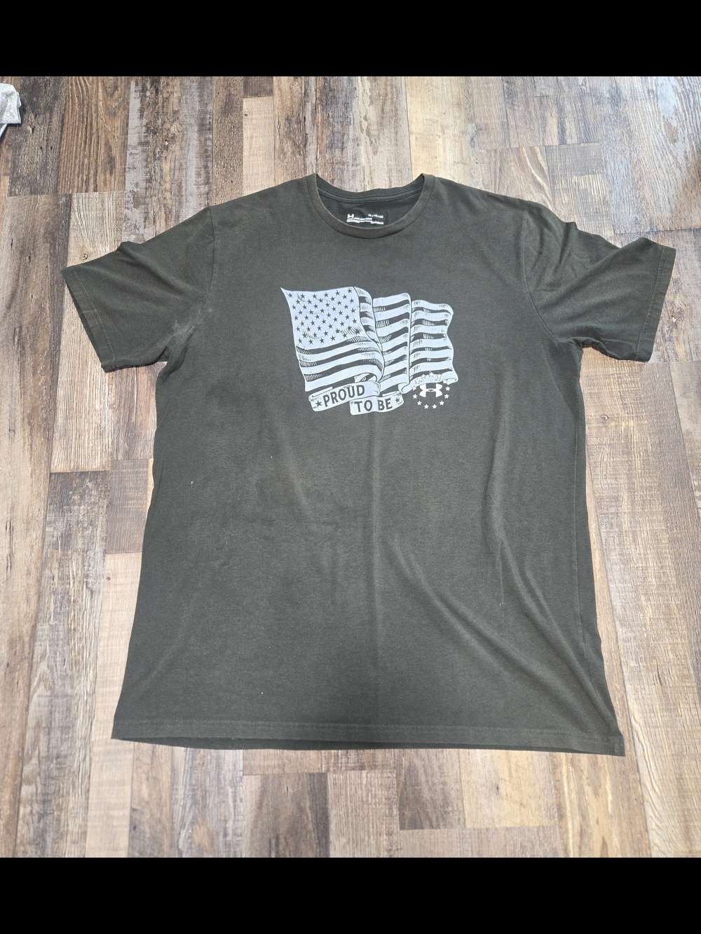 Under Armour Men's Olive Green Short-Sleeve 'Proud To Be' Flag Tee